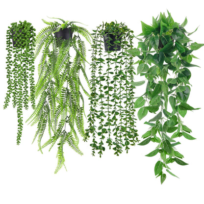 Der Rose 4Pcs Fake Plants Hanging Artificial Ivy Vines Faux Hanging Plants for Boho Home Bathroom Bedroom Living Room Wall Shelf Office Decor Indoor Outdoor