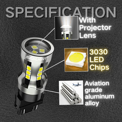 SEALIGHT 3157 LED Bulbs, 6000K 3000Lumens 1300% Brightness Super Super Bright Brake White Lights, 3156 3056 3156 3057 4157 Backup Reverse Lights Reverse Tail Lights Turn Signal Light, Pack of 2