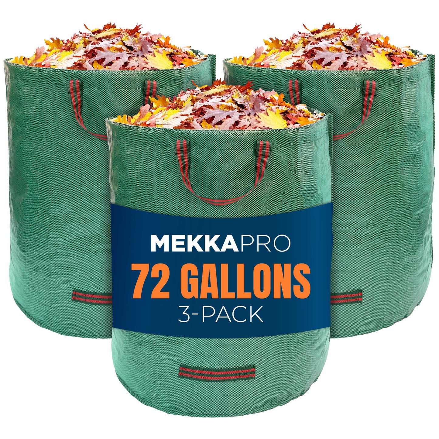MEKKAPRO Big Gulp Lawn Bags, 3-Pack 72 gallons Leaf Bags with Reinforced Handles, Reusable Yard Waste Bags, Garden Waste Bag, Garden Bags for Debris, Lawn and Leaf Bags, Yard Bags, Leaf Collector
