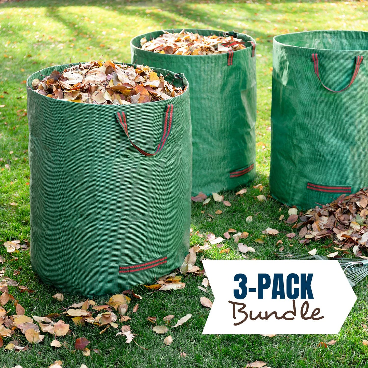 MEKKAPRO Big Gulp Lawn Bags, 3-Pack 72 gallons Leaf Bags with Reinforced Handles, Reusable Yard Waste Bags, Garden Waste Bag, Garden Bags for Debris, Lawn and Leaf Bags, Yard Bags, Leaf Collector