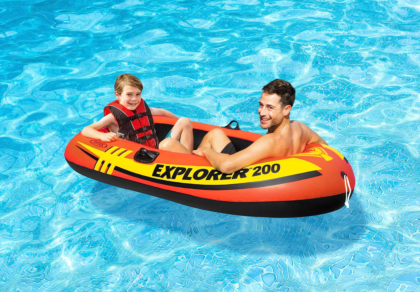 Intex 58330EP Explorer 200 Inflatable 2 Person Capacity Pool & Lake Fishing Raft Boat