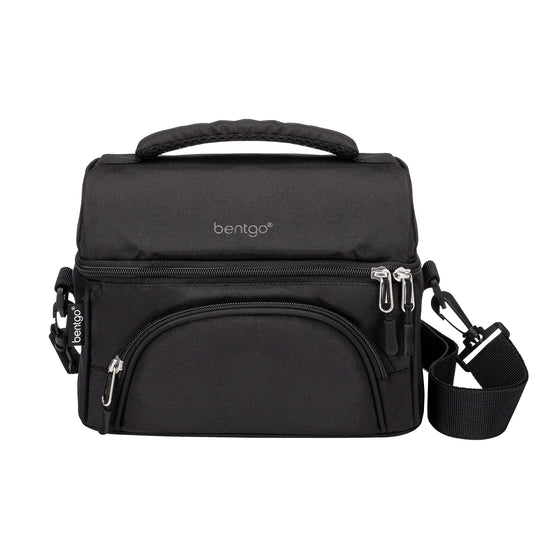 Bentgo Deluxe Lunch Bag - Durable and Insulated Lunch Tote with Zippered Outer Pocket, Internal Mesh Pocket, Padded and Adjustable Straps, & 2-Way Zippers - Fits All Bentgo Lunch Boxes (Carbon Black)