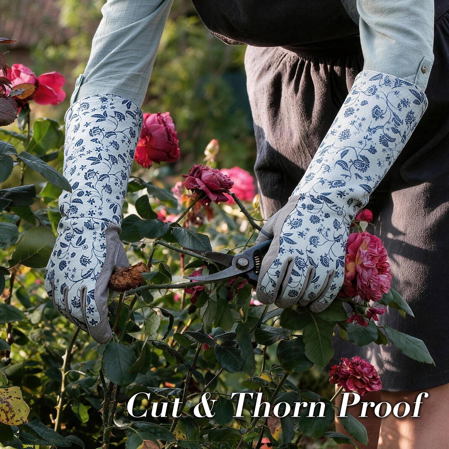 KAYGO Gardening Gloves for Women Long Sleeve, Light Protective Gloves for Yard and Outdoor Work, Best Garden Gifts for Gardener, Medium