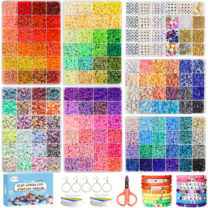 Redtwo 23000 Pcs Clay Beads Bracelet Making Kit, 144 Colors 7 Boxes Friendship Bracelet Kit Flat Polymer Heishi Beads for Jewelry Making, Gifts for Teen Girls Crafts for Girls Ages 6-12