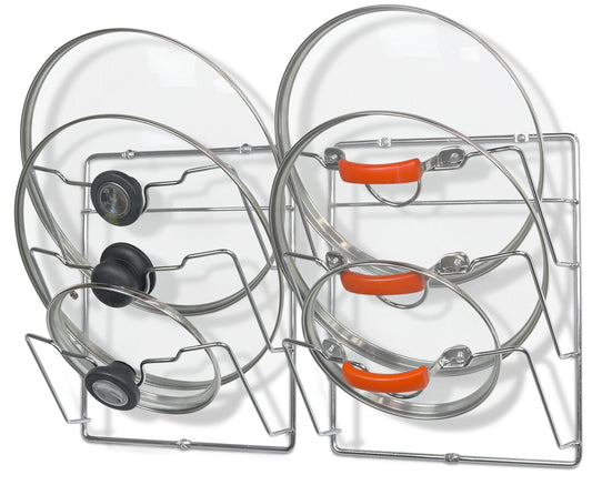 Simple Houseware Cabinet Door/Wall Mount Pot Lid Organizer Rack, 2 Pack, Chrome