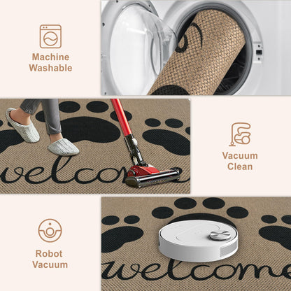 Capslpad Easy Jute Indoor Door Mat 24"x36",Absorbent Dirt Trapper Welcome Mat, Front Door Mat Indoor Outdoor for Dog Paws,Non-Slip Low-Profile Entrance Rug,Durable Entryway Floor Mats, Black
