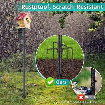 Bird House Pole,60 Inch Heavy Duty Bird Feeder Pole Mount Kit for Outdoors, 5-Prong Base, Splicing Adjustable Feeding Stand Station for Birds Watching,Weather Station (Birds House Not Included)