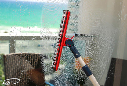 DSV Standard Professional Window Squeegee | 10" Window Cleaner Tool, 2-in-1 Squeegee Window Cleaner with Telescopic Extension Pole 50 inch & 127 cm