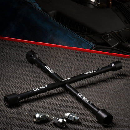 EPAuto 14" Heavy Duty Universal Lug Wrench, 4-Way Cross Wrench, Black