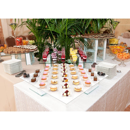 Mini Disposable Appetizer Plates - 100 Pack 2.95 in. x 2.95 in. Crystal Clear Plastic Dessert Plates - Elegant Design for Weddings, Birthdays, and Formal Parties - Stackable and Convenient - BPA Free