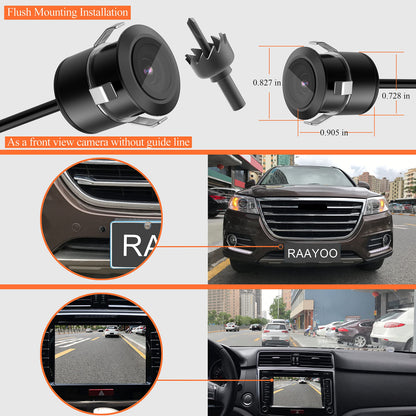Backup Camera Flush Mount, Metal Housing 170 Degree Wide View Angle Rear/Front View Camera for Car, Clear Night Vision IP69 Waterproof Reverse Camera Kit for Vehicle SUV RV Pickup,18.5mm, 12V/24V