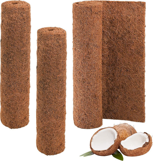 YOUEON 3 Rolls Coconut Coir Liner Sheets 40 x 16 Inch, Coco Liner Roll Reusable Coconut Fiber Mat, Reptile Carpet, Snow Melting Mats Insulation Coconut Mat for Planter, Flowerpot, Garden,Reptile
