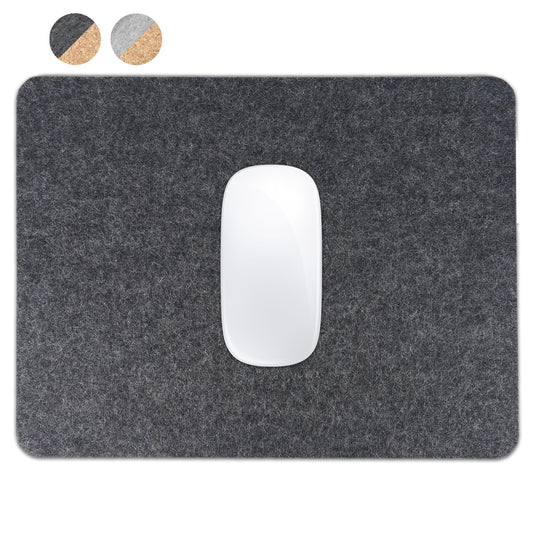 BeaverPeak Merino Wool Mouse Pad, No Logo - 11.5" x 8.75" - Antimicrobial Felt Mouse Pad - Anti Slip Cork, Black Mousepad, Soft Merino Wool and Cork | Made in Canada, Zero Polyester (Black)