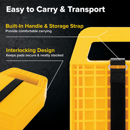 Camco RV Stabilizing Jack Pads, Helps Prevent Jacks from Sinking, 6.5 Inch x 6.5 Inch Pad - 4 Pack (44595), Yellow