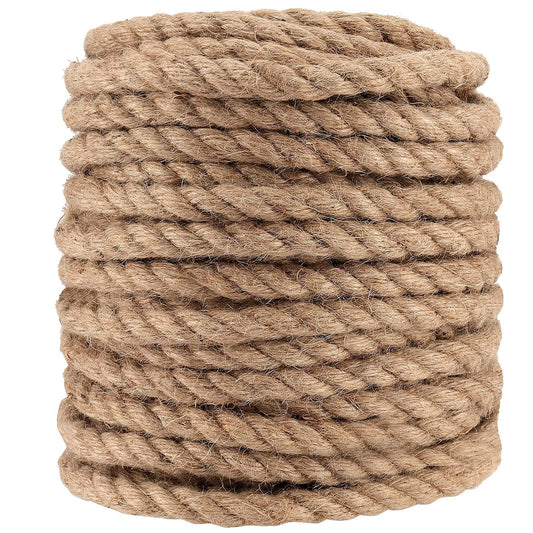 PINGEUI 10mm Jute Twine Rope 164 Feet Natural Heavy Duty String for DIY Crafts Gardening Bundling Cat Scratching Post Gift Wrapping Home Decor