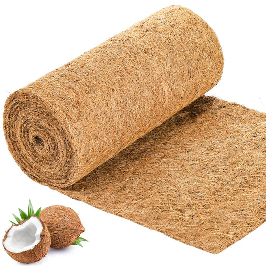 Okllen 120"x12" Long Coco Liner Roll, Natural Coconut Fiber Carpet Mat Coco Planter Liners, Thick Coco Liners for Planters, Flowers, Pet, Tortoise, Lizard, Snake, Rabbit, Brown Color