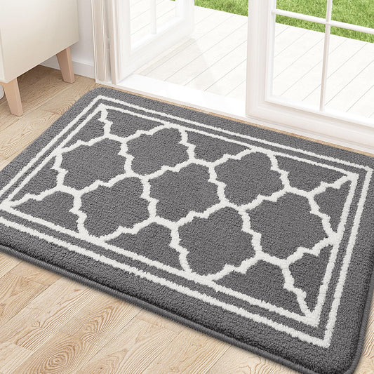 Colorxy Indoor Door Mat, Non-Slip Absorbent Resist Dirt Front Door Mat Indoor, Durable Low-Profile Door Mats Indoor, Washable Winter Entrance Mat Indoor, 36"x24",Grey