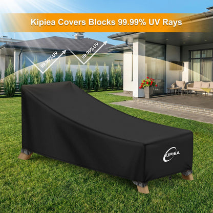 Kipiea Waterproof Patio Lounge Chair Covers for outdoor furniture, 420D Outdoor Chaise Lounge Cover with Anti UV and No Tears, No Fading (80"D x 28"W x 30"H)