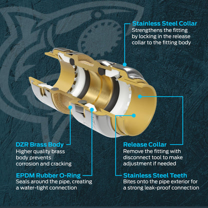 Sharkbite Max 1/2 x 1/2 Inch MIP Angle Stop Valve, Quarter Turn, Push to Connect Brass Plumbing Fitting, Brushed Nickel Finish, PEX Pipe, Copper, CPVC, PE-RT, HDPE, UR24946