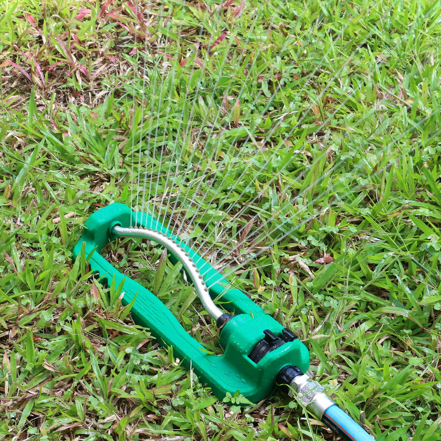 STYDDI Turbo Oscillating Sprinkler, Adjustable Rectangular Lawn Sprinklers for Yard with Stable Base, 19 Precision Nozzles Garden Sprinkler for Small to Medium Areas, Covers up to 3,800 sq. ft.