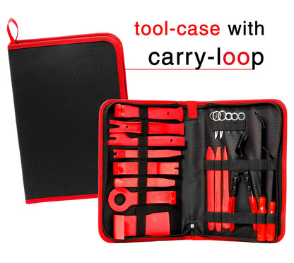 VViViD Auto Trim Panel Removal Tool Kit with Trim Clip Plier Set Car Door Dashboard Wire Terminal and Stereo Removal Instruments 19Pcs Pry Tools in Carry Bag