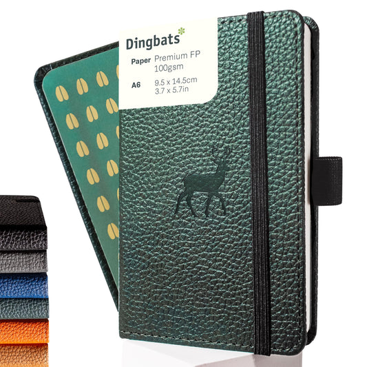 Dingbats* - Wildlife A6 Lined Pocket Notebook - PU Leather Hardcover for Work and Travel Journal - Pocket, Elastic Closure, Pen Holder, Bookmark