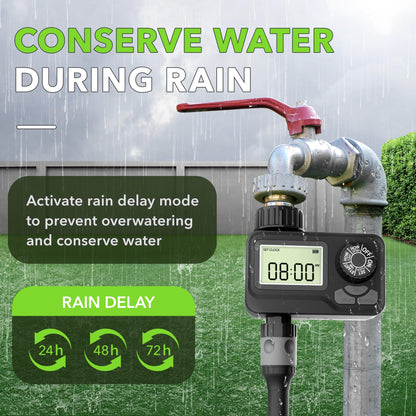 BN LINK Programmable Sprinkler Timer with Rain Delay – Waterproof Digital Water Timer for Garden Hoses, Manual & Automatic Irrigation System, 1 Outlet