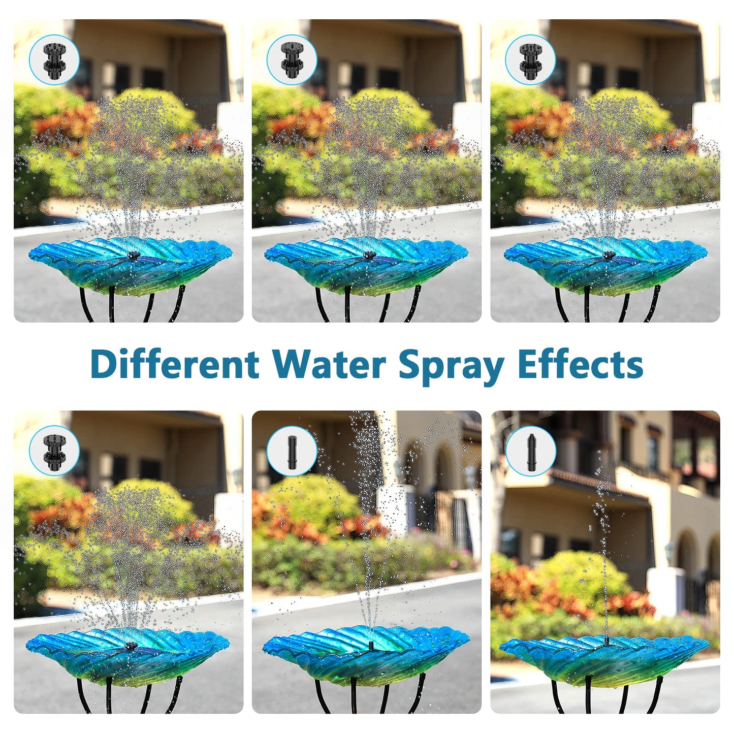 AMZtime Solar Fountain Pump 3.5W Bird Bath Fountain Solar Powered Water Fountain with 8 Nozzle & 4 Fixer, Solar Fountain Pump for Bird Bath, Garden, Pond, Pool (180mm)