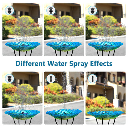 AMZtime Solar Fountain Pump 3.5W Bird Bath Fountain Solar Powered Water Fountain with 8 Nozzle & 4 Fixer, Solar Fountain Pump for Bird Bath, Garden, Pond, Pool (180mm)