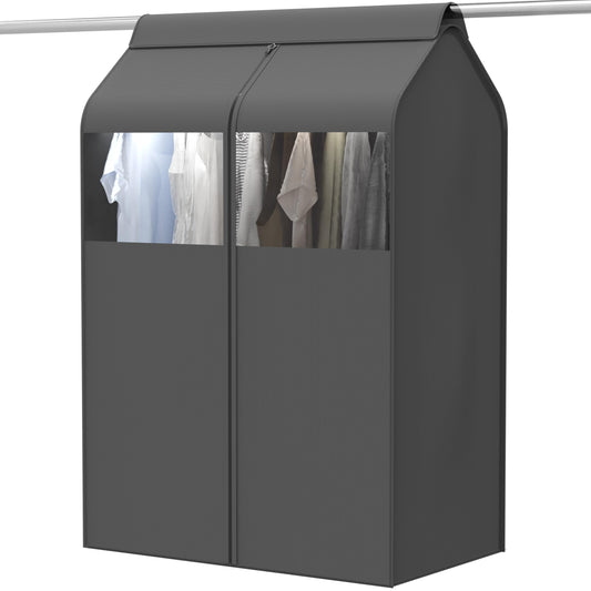 Simple Houseware Garment Covers for Clothes Rack/Closet/Hanging Clothes, Enclosed Clear Window, Dark Grey