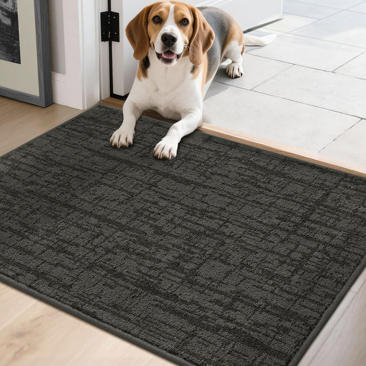 COSY HOMEER Non-Slip Doormat, 20" x 32" Doormats Entryway Rug Absorbent Dirt Trapper Door Mat for Indoor Entrance, Front Back Indoor Door Mats, Grey