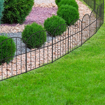 OUSHENG Small Decorative Garden Fence, 10ft (L) x 16.5in (H) Fencing, Rustproof Metal Wire Panel Border Animal Barrier for Dog, Flower Plant Edging for Yard Backyard Outdoor, Arched