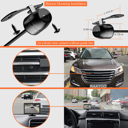 Backup Camera Flush Mount, Metal Housing 170 Degree Wide View Angle Rear/Front View Camera for Car, Clear Night Vision IP69 Waterproof Reverse Camera Kit for Vehicle SUV RV Pickup,18.5mm, 12V/24V