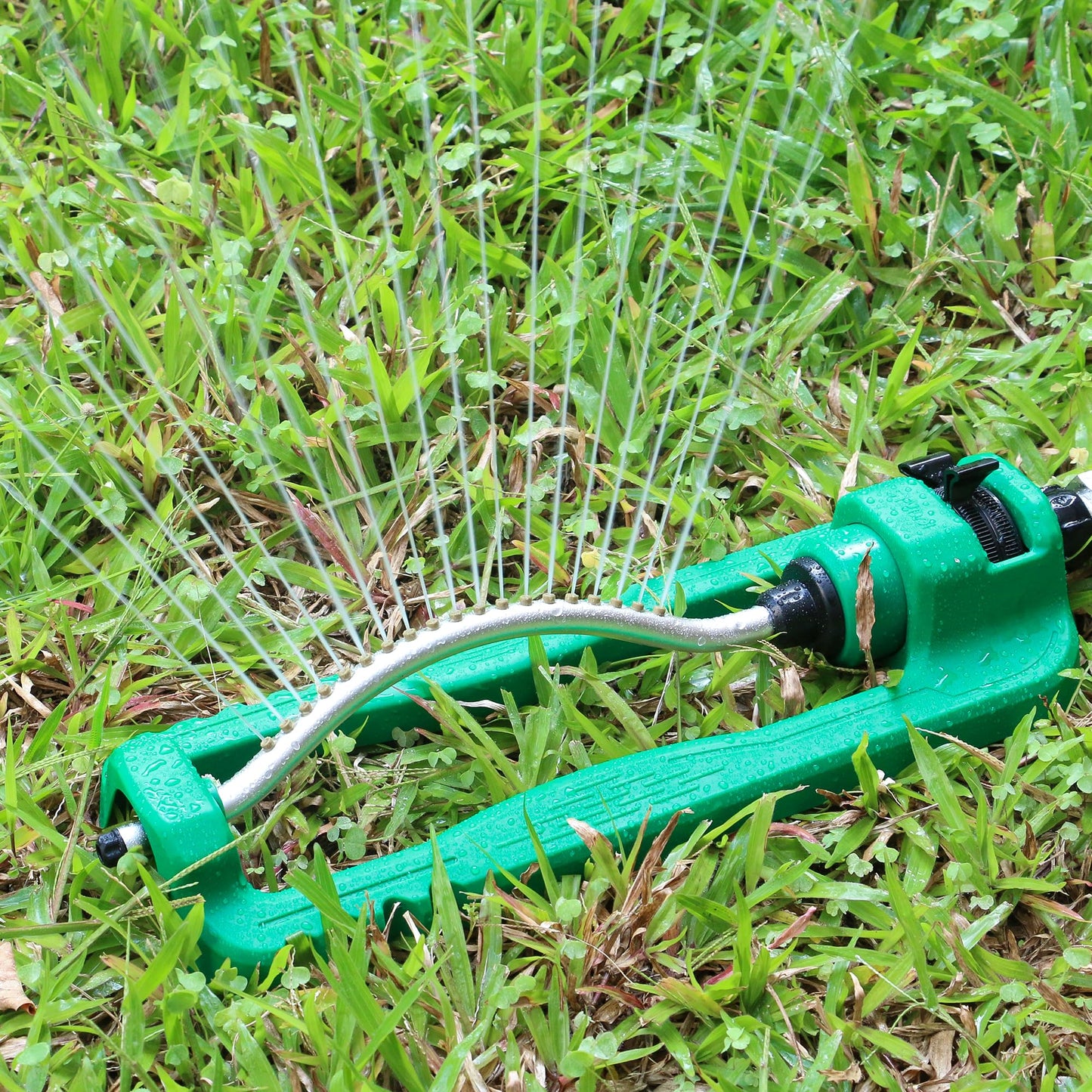 STYDDI Turbo Oscillating Sprinkler, Adjustable Rectangular Lawn Sprinklers for Yard with Stable Base, 19 Precision Nozzles Garden Sprinkler for Small to Medium Areas, Covers up to 3,800 sq. ft.