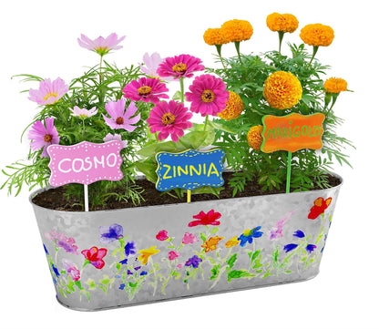 Paint & Plant Flower Growing Kit - Kids Gardening Science Easter Gifts for Girls and Boys Ages 6 7 8 9 10 Years Old - STEM Arts & Crafts Project Activity - Grow Your Own Cosmos, Zinnia & Marigold Garden
