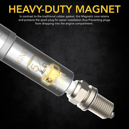 LEXIVON 5/8" Swivel Magnetic Spark Plug Socket, 3/8" Drive x 10" Total Length | Enhanced Magnetic Design with Thin Wall Socket, Cr-v Steel (LX-122)