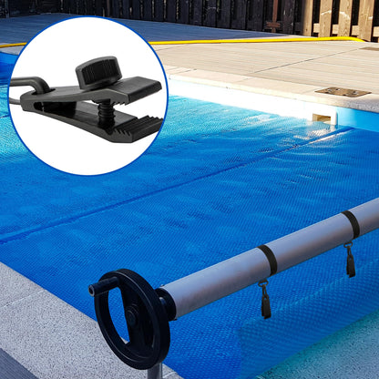 codree 24 Pcs Pool Solar Cover Reel Attachment Kit, Inground Swimming Pool Solar Cover Straps and Clips, Solar Blanket Strap Kit Including 8 Straps with Hooks, 8 Clips and 8 Touch Fastener