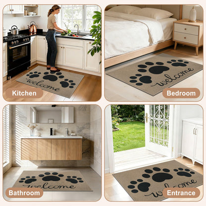 Capslpad Easy Jute Indoor Door Mat 24"x36",Absorbent Dirt Trapper Welcome Mat, Front Door Mat Indoor Outdoor for Dog Paws,Non-Slip Low-Profile Entrance Rug,Durable Entryway Floor Mats, Black