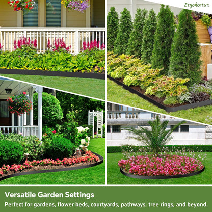 ‎Ergohortus Garden Edging, 32ft Landscape Edging with 50 Pegs, Plastic Garden Edging Border with 5cm High, Flexible for Lawn Edging, Flower Beds Edging, Paver Edging, Grass, Black