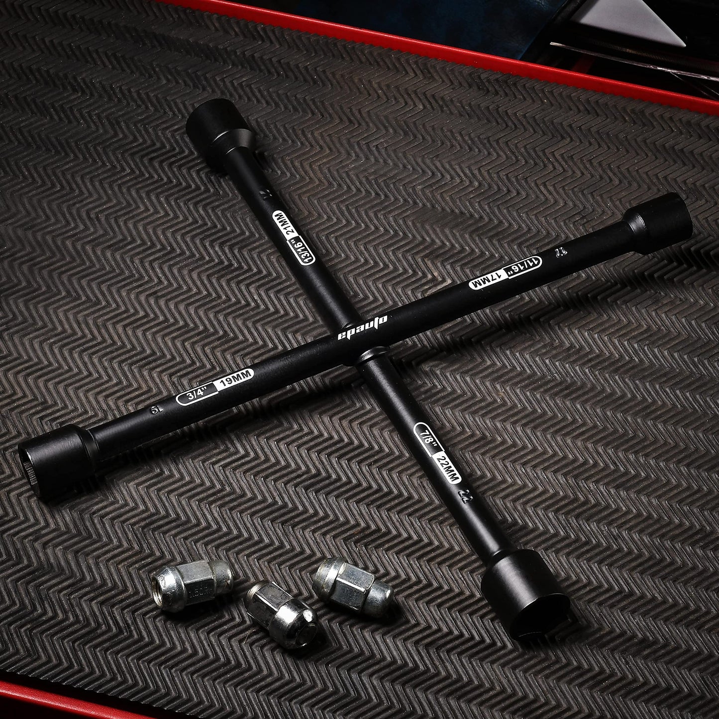 EPAuto 14" Heavy Duty Universal Lug Wrench, 4-Way Cross Wrench, Black